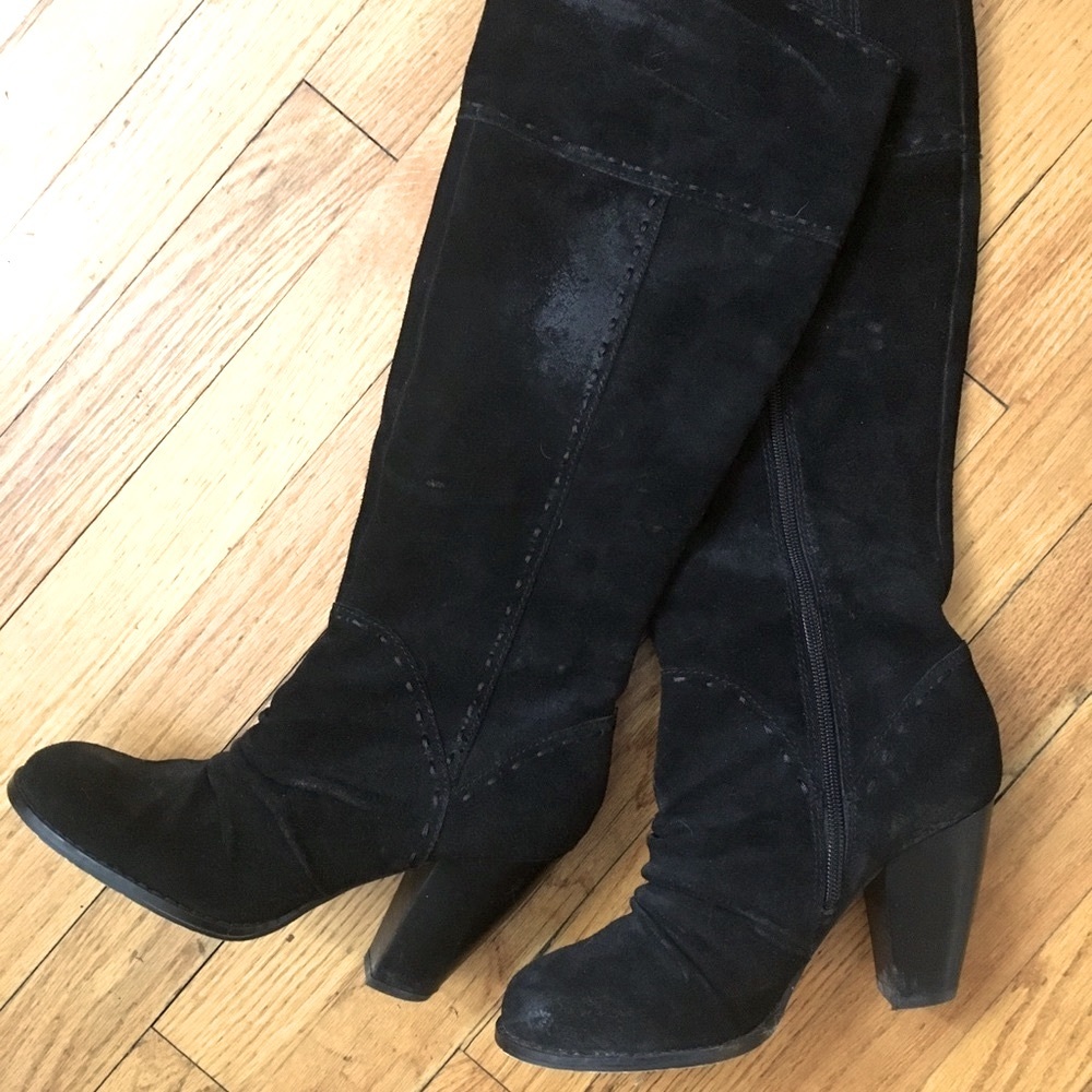 Seychell Suede Knee High Boots - black - worn once